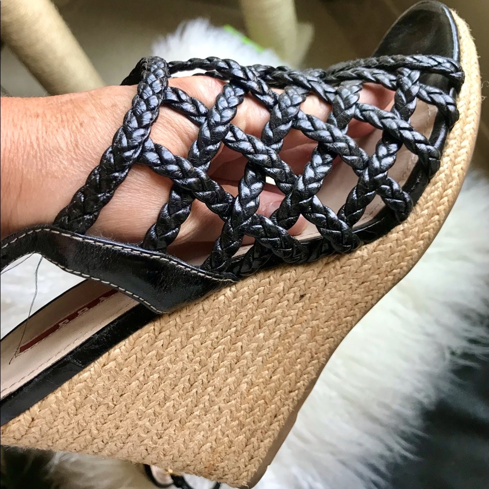 Prada sports blk braided leather cage Espadrilles - Picture 6 of 11